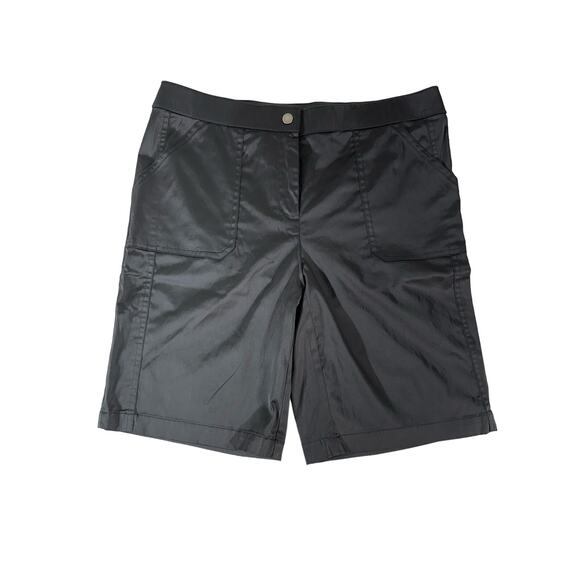 Weekends By Chicos Shorts Size 5 (30x10) Black Mid Rise Slick Stretchy Material - Picture 4 of 7